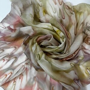 Vintage 34” Hand-Painted Style Silk Feel Square Scarf Watercolor